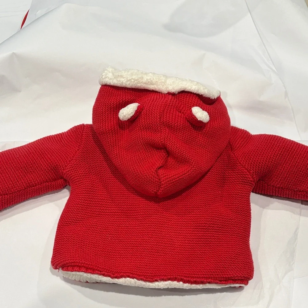 Carter's Red Hooded Baby Jacket with White Lining - Picture 4 of 4